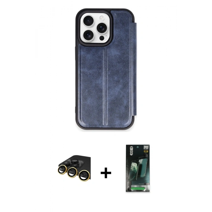 MARSİLYAN™- iPhone 14 Pro Max Kılıf Zirve Yansıma Serisi - Şeffaf 360 Full Body Arka Koruyucu + Raze Metal Kamera Lens - GD