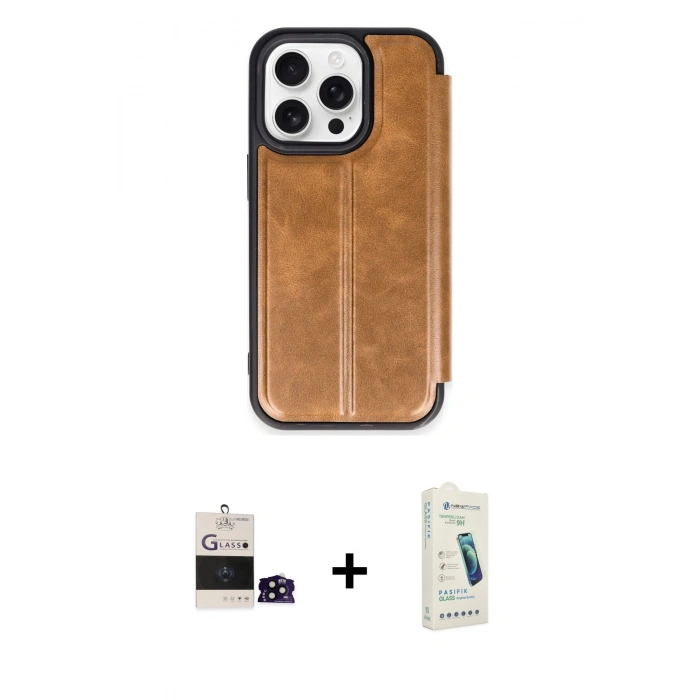 MARSİLYAN™- iPhone 14 Pro Max Kılıf Zirve Yansıma Serisi - Şeffaf Pasifik Cam Ekran Koruyucu + Bilvis Titan Kamera Lens - SH