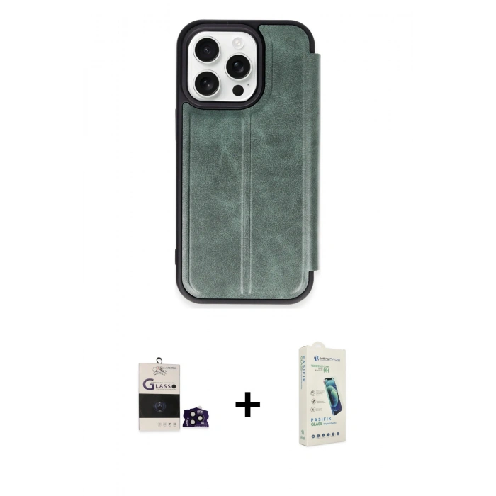 MARSİLYAN™- iPhone 14 Pro Max Kılıf Zirve Yansıma Serisi - Şeffaf Pasifik Cam Ekran Koruyucu + Bilvis Titan Kamera Lens - SH
