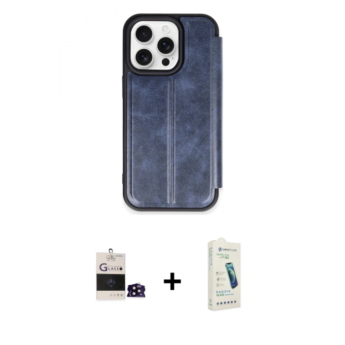 MARSİLYAN™- iPhone 14 Pro Max Kılıf Zirve Yansıma Serisi - Şeffaf Pasifik Cam Ekran Koruyucu + Bilvis Titan Kamera Lens - SH