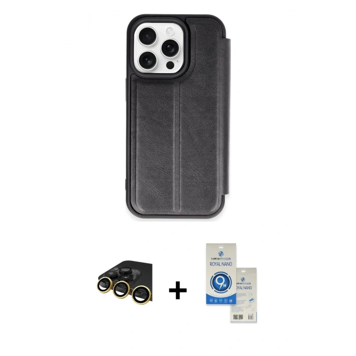 MARSİLYAN™- iPhone 14 Pro Max Kılıf Zirve Yansıma Serisi - Şeffaf Royal Nano Ekran Koruyucu + Raze Metal Kamera Lens - GD