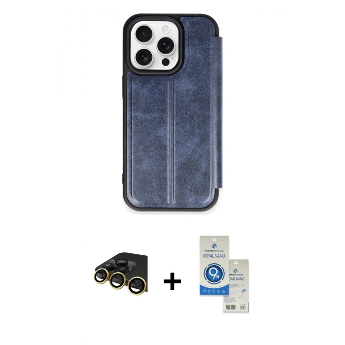 MARSİLYAN™- iPhone 14 Pro Max Kılıf Zirve Yansıma Serisi - Şeffaf Royal Nano Ekran Koruyucu + Raze Metal Kamera Lens - GD