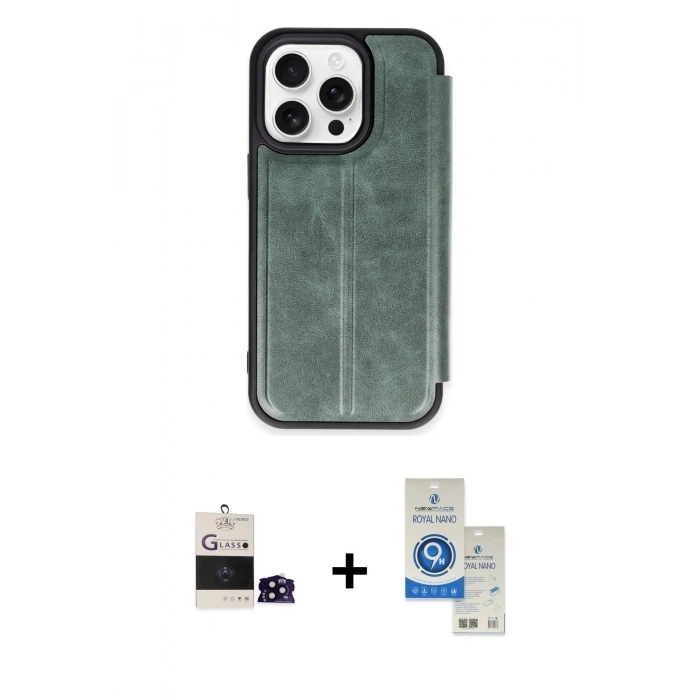 MARSİLYAN™- iPhone 14 Pro Max Kılıf Zirve Yansıma Serisi - Şeffaf Royal Nano Ekran Koruyucu + Bilvis Titan Kamera Lens - SH
