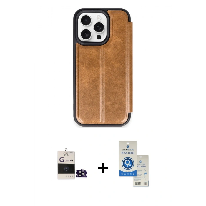 MARSİLYAN™- iPhone 14 Pro Max Kılıf Zirve Yansıma Serisi - Şeffaf Royal Nano Ekran Koruyucu + Bilvis Titan Kamera Lens - SH