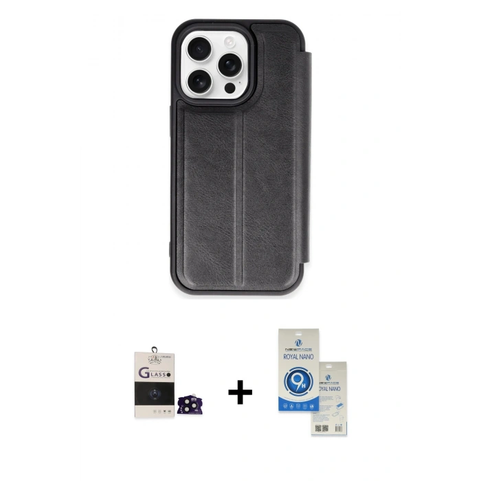 MARSİLYAN™- iPhone 14 Pro Max Kılıf Zirve Yansıma Serisi - Şeffaf Royal Nano Ekran Koruyucu + Bilvis Titan Kamera Lens - SH