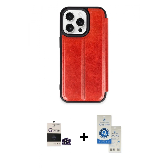 MARSİLYAN™- iPhone 14 Pro Max Kılıf Zirve Yansıma Serisi - Şeffaf Royal Nano Ekran Koruyucu + Bilvis Titan Kamera Lens - SH