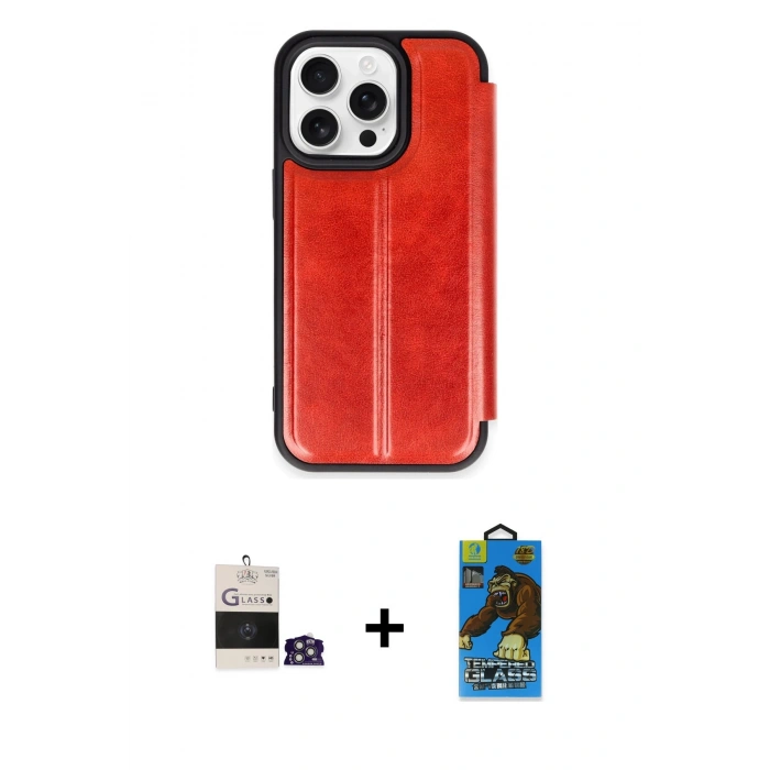 MARSİLYAN™- iPhone 14 Pro Max Kılıf Zirve Yansıma Serisi - Siyah 18D Cam Ekran Koruyucu + Bilvis Titan Kamera Lens - GS