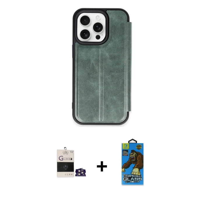 MARSİLYAN™- iPhone 14 Pro Max Kılıf Zirve Yansıma Serisi - Siyah 18D Cam Ekran Koruyucu + Bilvis Titan Kamera Lens - GS