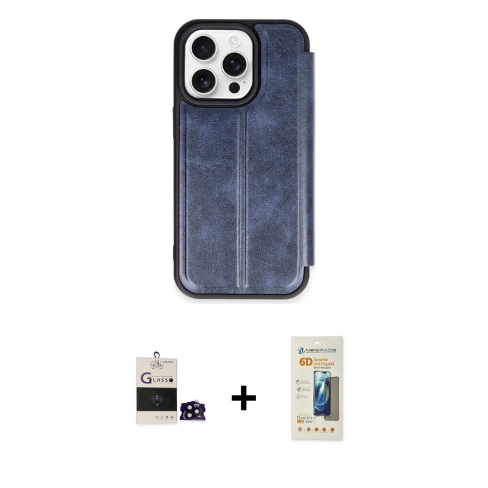 MARSİLYAN™- iPhone 14 Pro Max Kılıf Zirve Yansıma Serisi - Siyah 6D Mat Seramik Hayalet Nano Ekran Koruyucu + Bilvis Titan Kamera Lens - SH