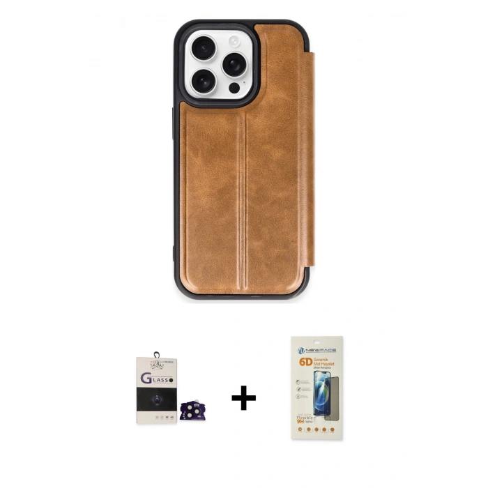 MARSİLYAN™- iPhone 14 Pro Max Kılıf Zirve Yansıma Serisi - Siyah 6D Mat Seramik Hayalet Nano Ekran Koruyucu + Bilvis Titan Kamera Lens - SH