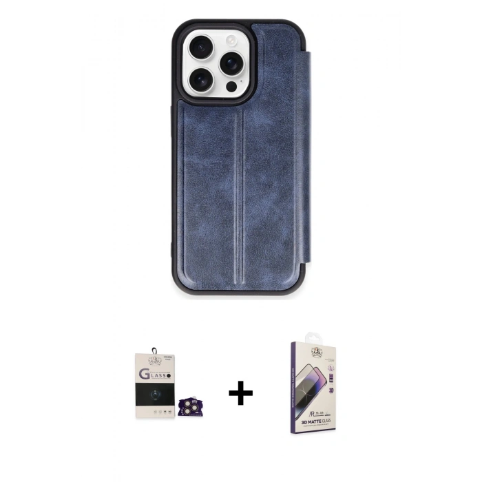 MARSİLYAN™- iPhone 14 Pro Max Kılıf Zirve Yansıma Serisi - Siyah Bilvis 3D Mat Cam Ekran Koruyucu + Bilvis Titan Kamera Lens - GD