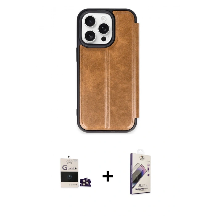 MARSİLYAN™- iPhone 14 Pro Max Kılıf Zirve Yansıma Serisi - Siyah Bilvis 3D Mat Cam Ekran Koruyucu + Bilvis Titan Kamera Lens - GD