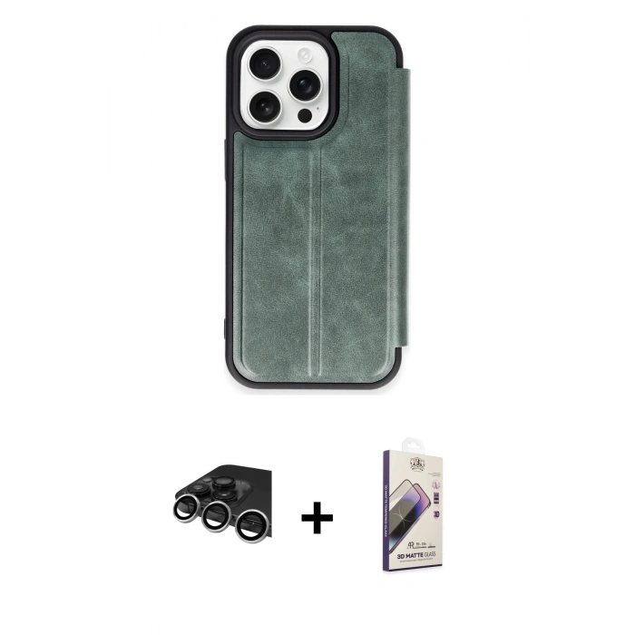 MARSİLYAN™- iPhone 14 Pro Max Kılıf Zirve Yansıma Serisi - Siyah Bilvis 3D Mat Cam Ekran Koruyucu + Raze Metal Kamera Lens - GS