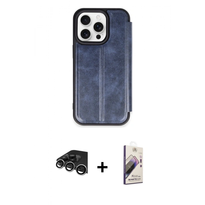 MARSİLYAN™- iPhone 14 Pro Max Kılıf Zirve Yansıma Serisi - Siyah Bilvis 3D Mat Cam Ekran Koruyucu + Raze Metal Kamera Lens - GS