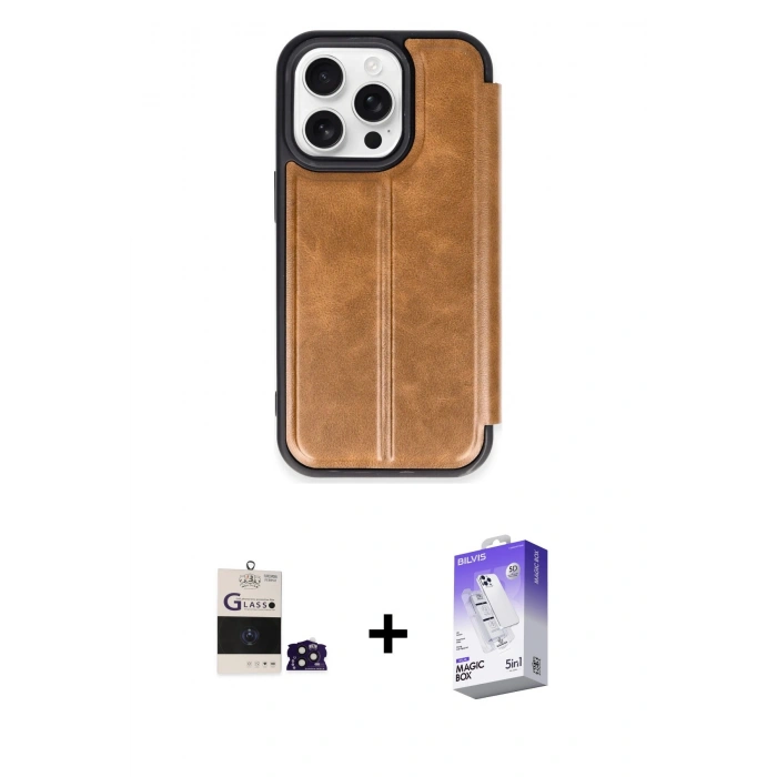 MARSİLYAN™- iPhone 14 Pro Max Kılıf Zirve Yansıma Serisi - Siyah Bilvis 5in1 3D Magic Cam Ekran Koruyucu + Derin Mor Bilvis Titan Kamera Lens