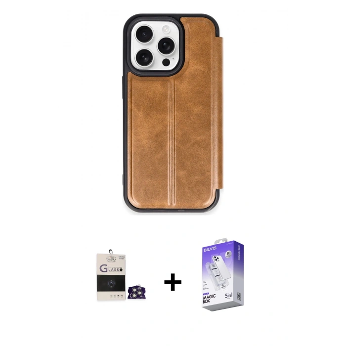 MARSİLYAN™- iPhone 14 Pro Max Kılıf Zirve Yansıma Serisi - Siyah Bilvis 5in1 3D Magic Cam Ekran Koruyucu + Bilvis Titan Kamera Lens - GS