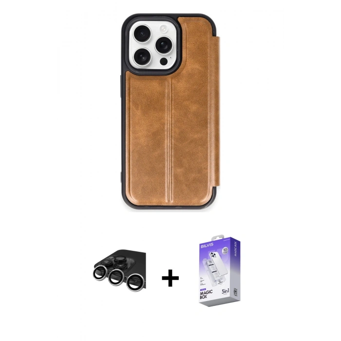 MARSİLYAN™- iPhone 14 Pro Max Kılıf Zirve Yansıma Serisi - Siyah Bilvis 5in1 3D Magic Cam Ekran Koruyucu + Raze Metal Kamera Lens - GS