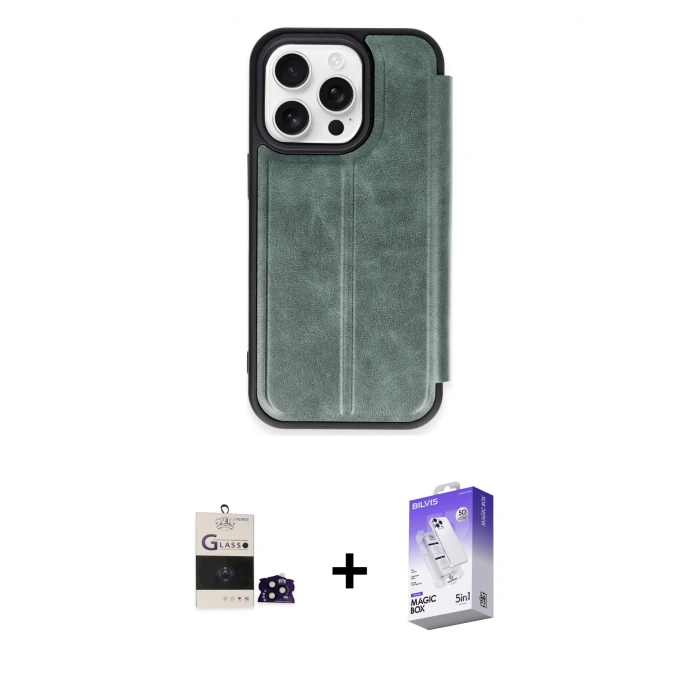MARSİLYAN™- iPhone 14 Pro Max Kılıf Zirve Yansıma Serisi - Siyah Bilvis 5in1 3D Magic Cam Ekran Koruyucu + Bilvis Titan Kamera Lens - SH