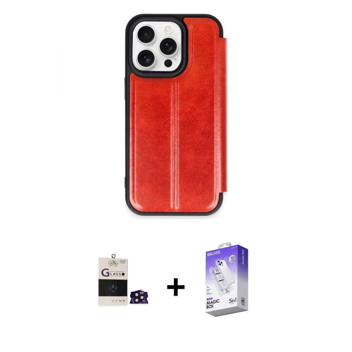 MARSİLYAN™- iPhone 14 Pro Max Kılıf Zirve Yansıma Serisi - Siyah Bilvis 5in1 3D Magic Cam Ekran Koruyucu + Derin Mor Bilvis Titan Kamera Lens