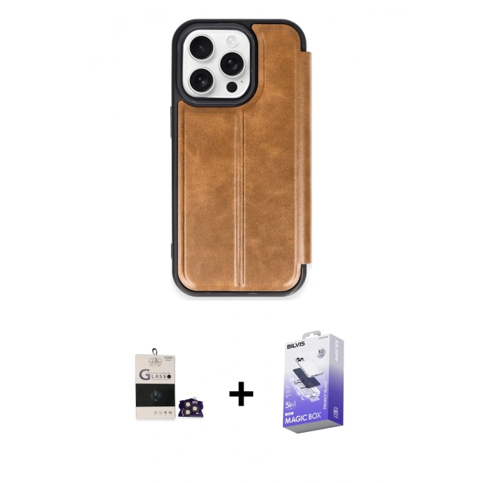 MARSİLYAN™- iPhone 14 Pro Max Kılıf Zirve Yansıma Serisi - Siyah Bilvis 5in1 5D Magic Hayalet Cam Ekran Koruyucu + Bilvis Titan Kamera Lens - GD
