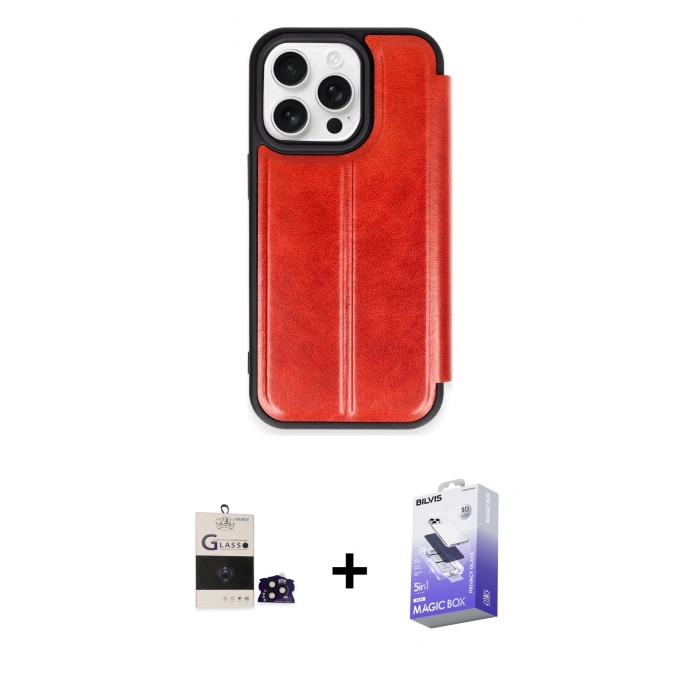 MARSİLYAN™- iPhone 14 Pro Max Kılıf Zirve Yansıma Serisi - Siyah Bilvis 5in1 5D Magic Hayalet Cam Ekran Koruyucu + Bilvis Titan Kamera Lens - SH