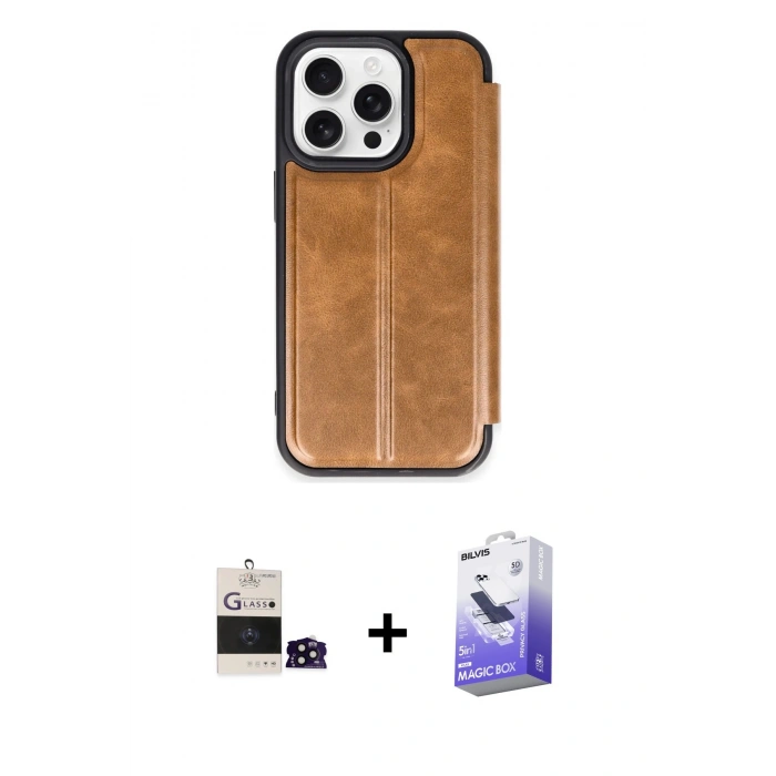 MARSİLYAN™- iPhone 14 Pro Max Kılıf Zirve Yansıma Serisi - Siyah Bilvis 5in1 5D Magic Hayalet Cam Ekran Koruyucu + Bilvis Titan Kamera Lens - SH