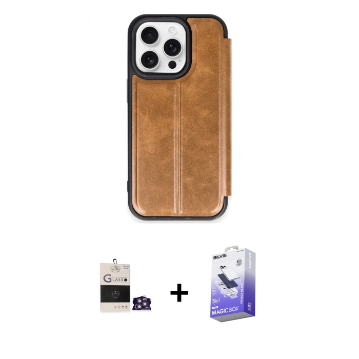 MARSİLYAN™- iPhone 14 Pro Max Kılıf Zirve Yansıma Serisi - Siyah Bilvis 5in1 5D Magic Hayalet Cam Ekran Koruyucu + Bilvis Titan Kamera Lens - GS