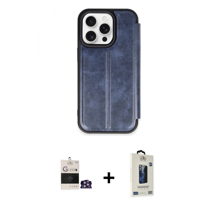MARSİLYAN™- iPhone 14 Pro Max Kılıf Zirve Yansıma Serisi - Siyah Bilvis Hayalet Cam Ekran Koruyucu + Bilvis Titan Kamera Lens - GS