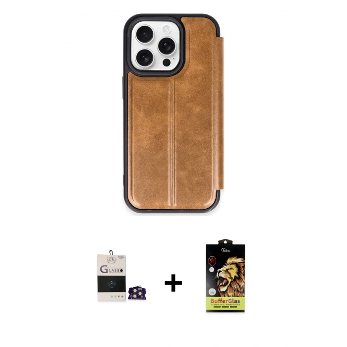 MARSİLYAN™- iPhone 14 Pro Max Kılıf Zirve Yansıma Serisi - Siyah Buffer Cam Ekran Koruyucu + Bilvis Titan Kamera Lens - GD