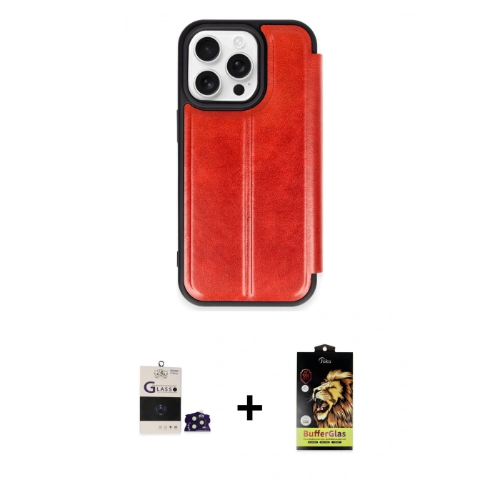 MARSİLYAN™- iPhone 14 Pro Max Kılıf Zirve Yansıma Serisi - Siyah Buffer Cam Ekran Koruyucu + Bilvis Titan Kamera Lens - DNMR