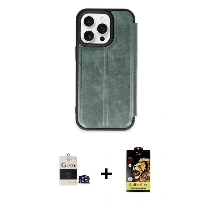 MARSİLYAN™- iPhone 14 Pro Max Kılıf Zirve Yansıma Serisi - Siyah Buffer Cam Ekran Koruyucu + Bilvis Titan Kamera Lens - SH