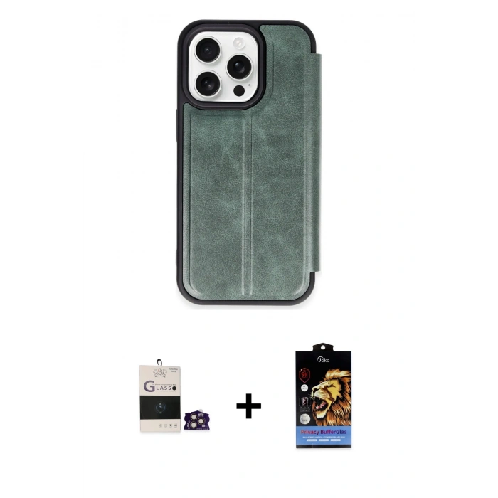 MARSİLYAN™- iPhone 14 Pro Max Kılıf Zirve Yansıma Serisi - Siyah Buffer Hayalet Cam Ekran Koruyucu + Bilvis Titan Kamera Lens - GD
