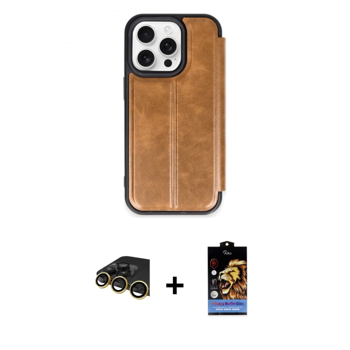 MARSİLYAN™- iPhone 14 Pro Max Kılıf Zirve Yansıma Serisi - Siyah Buffer Hayalet Cam Ekran Koruyucu + Raze Metal Kamera Lens - GD
