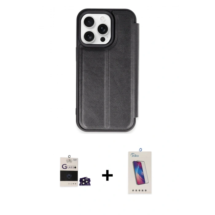 MARSİLYAN™- iPhone 14 Pro Max Kılıf Zirve Yansıma Serisi - Siyah Joko 5D Cam + Bilvis Titan Kamera Lens - DNMR