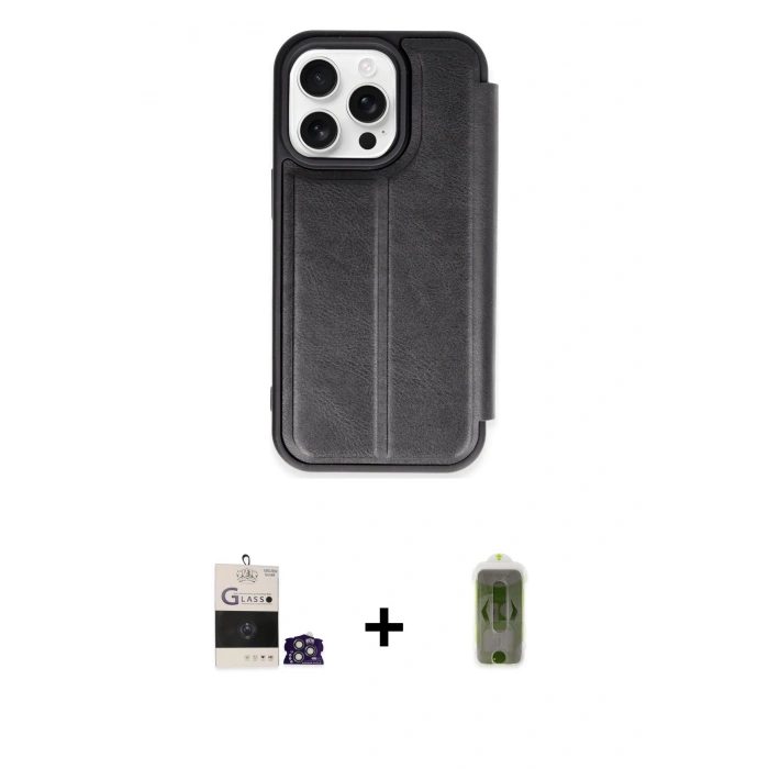 MARSİLYAN™- iPhone 14 Pro Max Kılıf Zirve Yansıma Serisi - Siyah Joko Magic 5D Hayalet Cam + Bilvis Titan Kamera Lens - GS