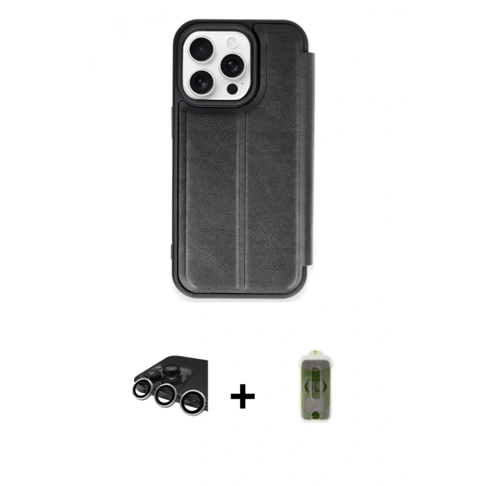MARSİLYAN™- iPhone 14 Pro Max Kılıf Zirve Yansıma Serisi - Siyah Joko Magic 5D Hayalet Cam + Raze Metal Kamera Lens - GS