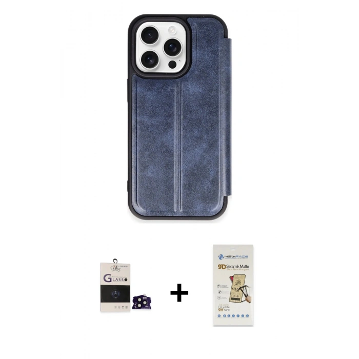 MARSİLYAN™- iPhone 14 Pro Max Kılıf Zirve Yansıma Serisi - Siyah Mat Seramik Nano Ekran Koruyucu + Bilvis Titan Kamera Lens - SH