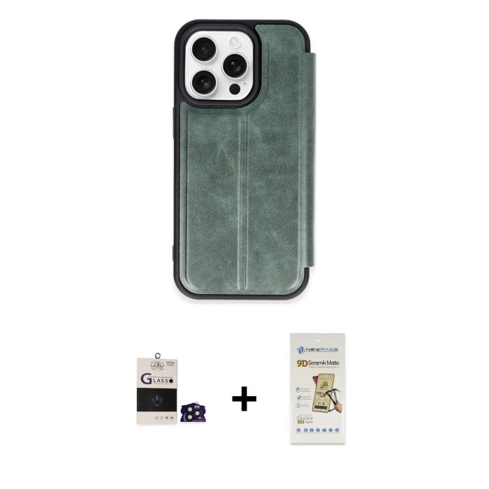 MARSİLYAN™- iPhone 14 Pro Max Kılıf Zirve Yansıma Serisi - Siyah Mat Seramik Nano Ekran Koruyucu + Bilvis Titan Kamera Lens - DNMR