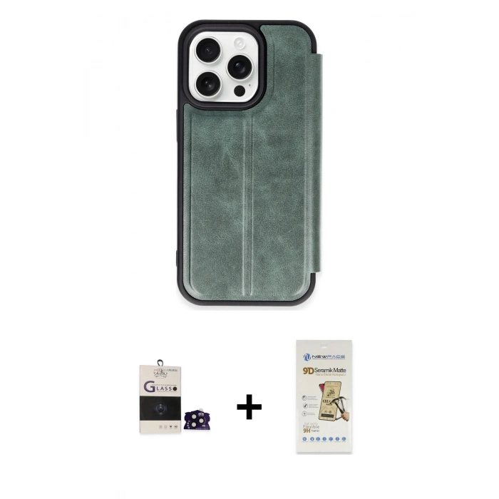 MARSİLYAN™- iPhone 14 Pro Max Kılıf Zirve Yansıma Serisi - Siyah Mat Seramik Nano Ekran Koruyucu + Bilvis Titan Kamera Lens - SH
