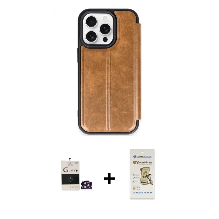 MARSİLYAN™- iPhone 14 Pro Max Kılıf Zirve Yansıma Serisi - Siyah Mat Seramik Nano Ekran Koruyucu + Bilvis Titan Kamera Lens - GD