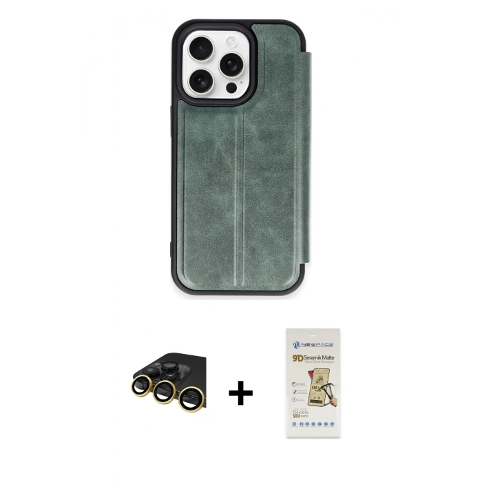 MARSİLYAN™- iPhone 14 Pro Max Kılıf Zirve Yansıma Serisi - Siyah Mat Seramik Nano Ekran Koruyucu + Raze Metal Kamera Lens - GD