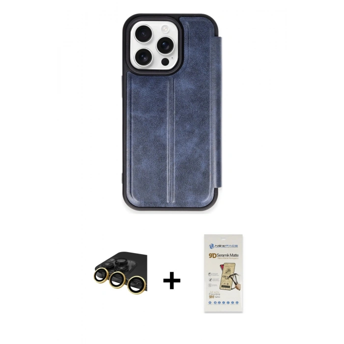 MARSİLYAN™- iPhone 14 Pro Max Kılıf Zirve Yansıma Serisi - Siyah Mat Seramik Nano Ekran Koruyucu + Raze Metal Kamera Lens - GD