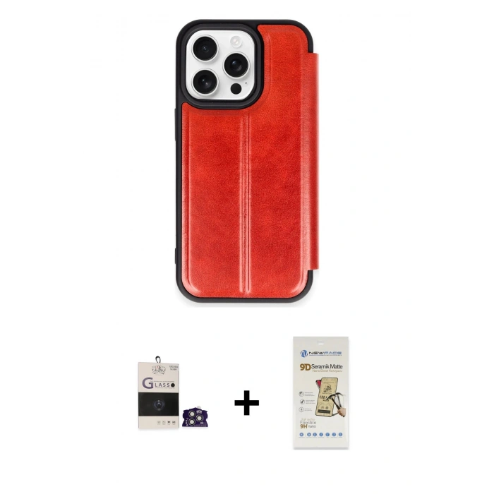 MARSİLYAN™- iPhone 14 Pro Max Kılıf Zirve Yansıma Serisi - Siyah Mat Seramik Nano Ekran Koruyucu + Bilvis Titan Kamera Lens - GS