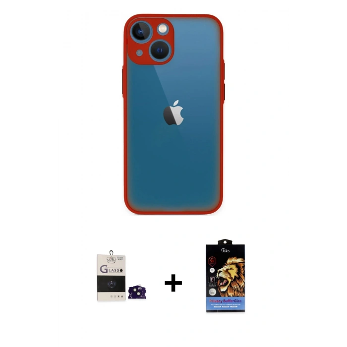 MARSİLYAN™- iPhone 15 Kılıf Ahenk Çizgi Serisi - Siyah Buffer Hayalet Cam Ekran Koruyucu + Bilvis Titan Kamera Lens - SH