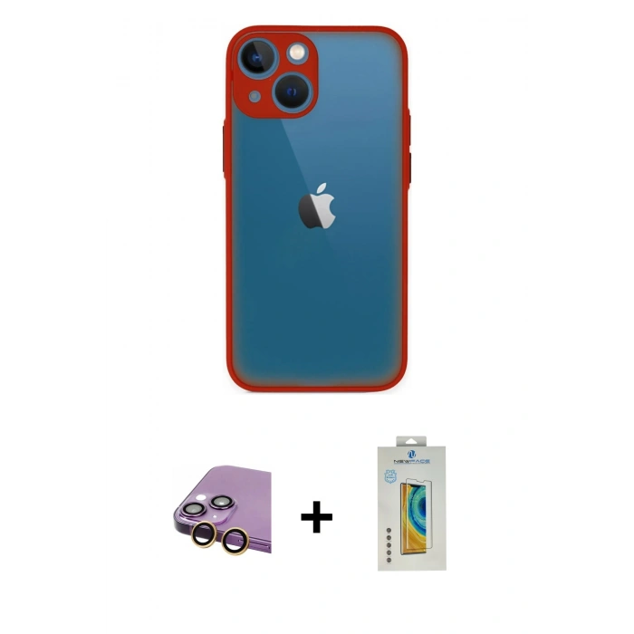 MARSİLYAN™- iPhone 15 Kılıf Ahenk Çizgi Serisi - Siyah Polymer Nano Ekran Koruyucu + Raze Metal Kamera Lens - SI