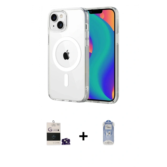 MARSİLYAN™- iPhone 15 Kılıf Ahenk Minimal Serisi - Siyah Joko Magic 5D Cam + Bilvis Titan Kamera Lens - YL