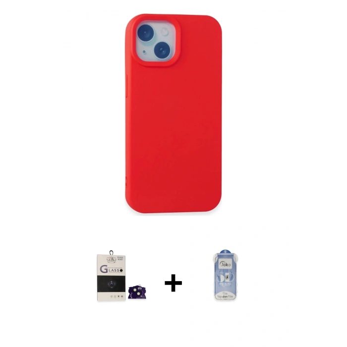 MARSİLYAN™- iPhone 15 Kılıf Ahenk Serisi - Siyah Joko Magic 5D Cam + Bilvis Titan Kamera Lens - SH