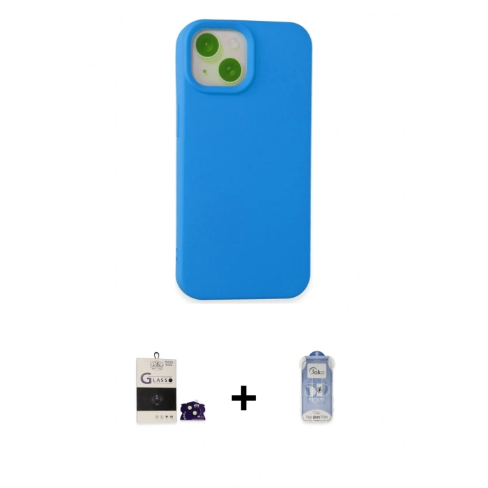 MARSİLYAN™- iPhone 15 Kılıf Ahenk Serisi - Siyah Joko Magic 5D Cam + Bilvis Titan Kamera Lens - SH
