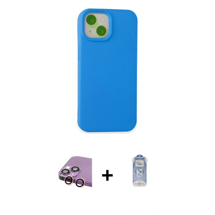 MARSİLYAN™- iPhone 15 Kılıf Ahenk Serisi - Siyah Joko Magic 5D Cam + Raze Metal Kamera Lens - PE