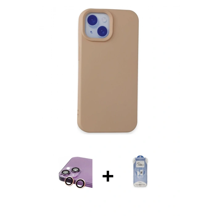MARSİLYAN™- iPhone 15 Kılıf Ahenk Serisi - Siyah Joko Magic 5D Cam + Raze Metal Kamera Lens - PE